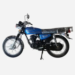 القلاف_للدراجات_النارية_ دراجة نارية رياضية زرقاء غير لامعة من طراز مهدي سبورت 250 سي سي (دراجة مهدي سبورت 250 سي سي - اللون الأزرق المطفي) معروضة بشكل جانبي على خلفية بيضاء، مع بلاستيك واقي على المقعد والمقود. _دراجة_نارية