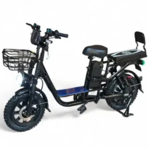 القلاف_للدراجات_النارية_ دراجة كهربائية "الدراجة الروسية" الأسود تأتي مع سلة الأسود مع سلة أمامية إطارات عريضة، مقعد خلفي مسند ظهر وبطارية أسفل المقعد الرئيسي-لرحلات مريحة وأنيقة. _دراجة_نارية